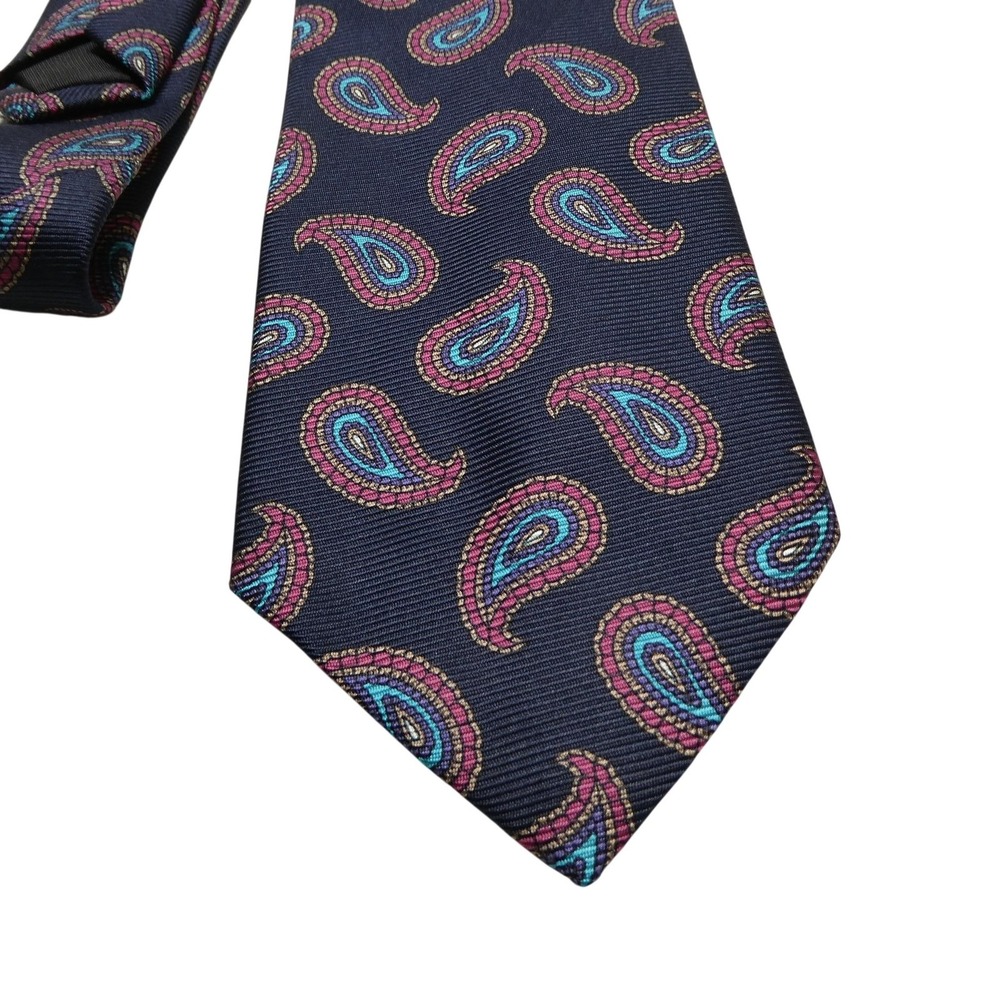 Ferrell Reed Tie Mens One Size Blue Paisley Woven Classic Dress Necktie Formal - Picture 1 of 5